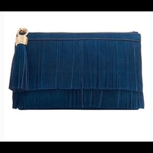 INDIA HICKS- BRAND NEW BLUE SUEDE DOUGAL CLUTCH
